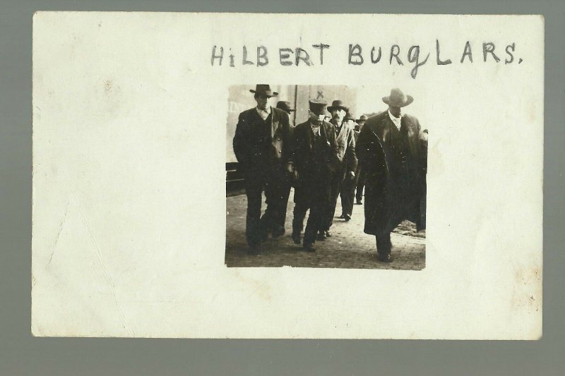 Hilbert WISCONSIN RP 1908 BANK ROBBERS Burglars ARRESTED nr Appleton Chilton