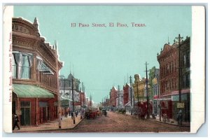 c1905's El Paso Street Dirt Road Old Building El Paso Texas TX Unposted Postcard