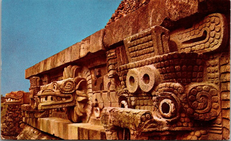 Vtg Feathered Serpent at the Quetzalcoatl San Juan Teotihuacan Mexico Postcard