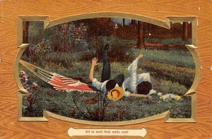 All is Well that Ends Well Man and Woman Fall out of Hammock Tennis 1911 