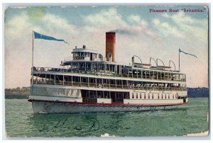 1911 Pleasure Boat Britannia Steamer Belle Island Detroit Michigan MI Postcard