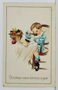Christmas Comes but once a year Darling Boy Massachusetts Postcard O13