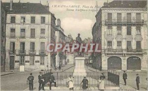 Old Postcard Chalon sur Saone Place du Port Nicephore Niepce Statue