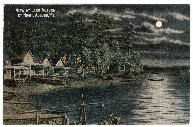 Auburn, Me., View at Lake Auburn By Night