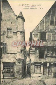 Old Postcard La Rue Voltaire Chinon Vieilles Maisons