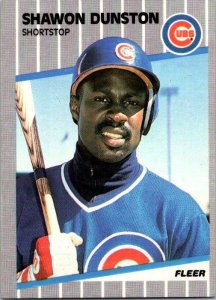 1989 Fleer Baseball Card Shawon Dunston Chicago Cubs sk10643