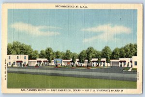 1951 Amarillo Texas TX Postcard Del Camino Motel US Highways 60 66 Buildings Inn