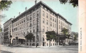 Springfield Illinois~Leland Hotel~Man Posing on Sidewalk~c1910 Postcard