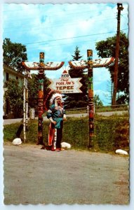 OLD TOWN, Maine ME ~ Totems CHIEF POOLAW'S TEPEE Native American c1960s Postcard