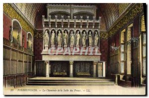 Old Postcard Pierrefonds The Fireplace Hall of Preux