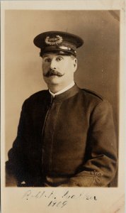 Portrait of a Sergeant Robert H. Wallen ? Walter ? c1909 Real Photo Postcard F99