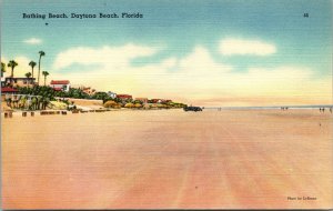 Vtg 1930s Bathing Beach Daytona Beach Florida FL Unused Linen Postcard