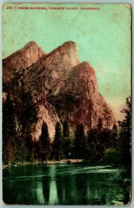 Three Brothers Yosemite Valley California CA 1908 DB Postcard H1