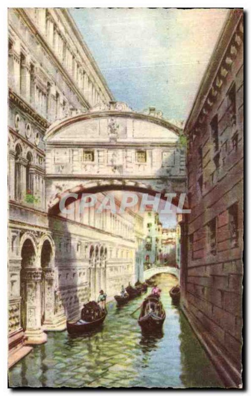Old Postcard Venice Bridge of Sighs Bridge of Sighs