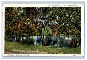 1929 Fitzsimons General Hospital, Artificial Lake, Denver Colorado CO Postcard