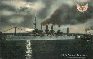 Postcard Louisiana US Battleship Military Muller 23-402