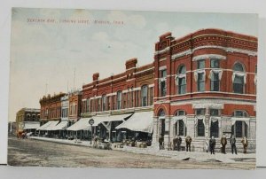 IA Marion Iowa Seventh Ave Looking West Street View Horse Wagon Postcard Q11