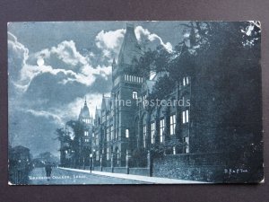 Yorkshire LEEDS Yorkshire College by Moonlight c1904 Postcard by D.F. & Co 