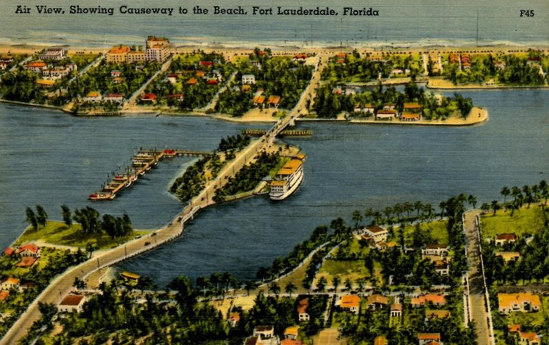 FL - Fort Lauderdale. Aerial View of Causeway to the Beach