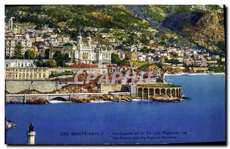 Old Postcard Monte Carlo Casino and the Pigeon Shooting