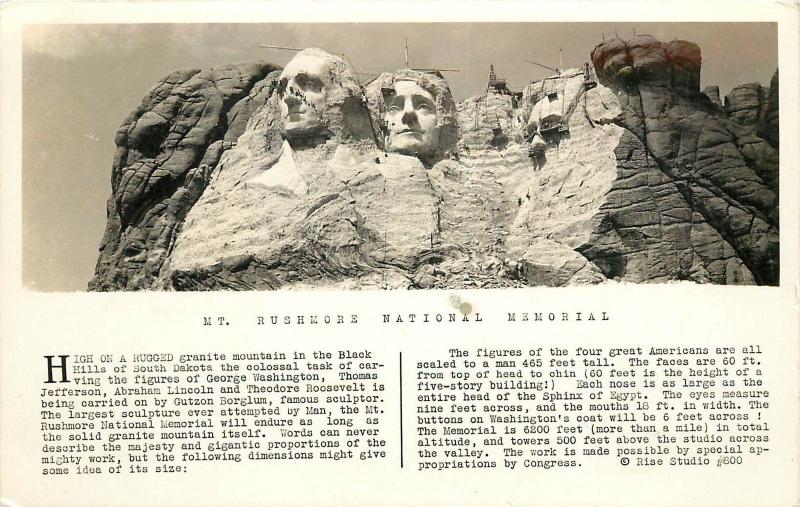 c1930s RPPC Rise Photo Postcard 800 Mt. Rushmore Carving in Progress Posted