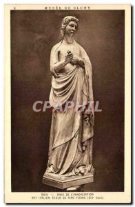 Old Postcard Paris Musee Cluny Wood Angel of & # 39annonciation Italian Art S...