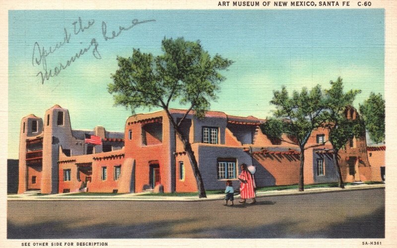 Vintage Postcard 1935 Art Museum Of New Mexico Santa Fe By Art-Colortone