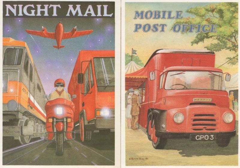 Mobile Post Office Night Mail 2x Post Office Advertising Postcard s