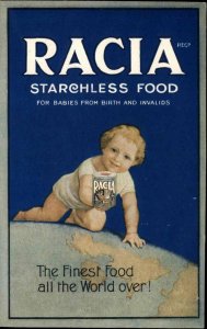 Poster Art Adv Baby on Earth Globe RACIA Starchless Food c1910 Postcard