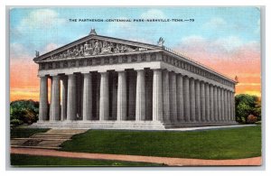 The Parthenon Building Monument Nashville Tennessee TN UNP Linen Postcard Z1