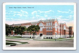 Junior High School Building Austin Texas TX UNP Unused WB Postcard K14