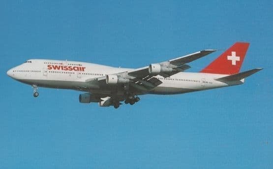 Boeing 747-357 HB-1GD Plane of Swissair at Zurich Switzerland Airport Postcard