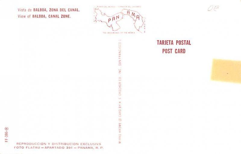 Balboa, Zona Del Canal Panama Tape on back 