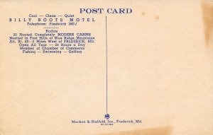 Billy Boots Motel Frederick Maryland linen postcard
