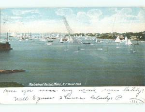 Pre-1907 SAIL BOAT SCENE IN HARBOR Marblehead Massachusetts MA n6766