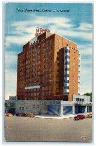 1940 Exterior View Town House Hotel Building Kansas City Kansas Antique Postcard