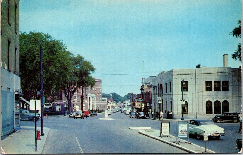 Vtg Northampton Massachusetts MA View of King Street Old Cars 1950s Postcard