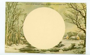 1960s-70s Merrimack Postcard Currier & Ives Repro Hold To The Light Winter Scene