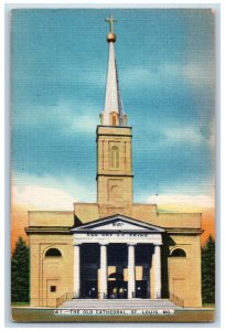 1950 Old Cathedral Cross Tower Stairs Entrance St. Louis Missouri MO Postcard