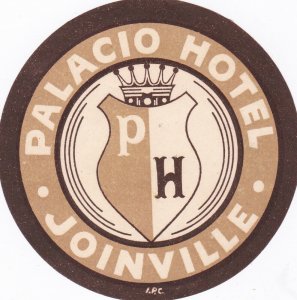 Brasil Joinville Palacio Hotel Vintage Luggage Label sk2457