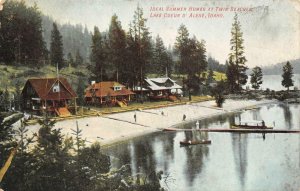 Summer Homes, Twin Beaches, Lake Coeur d'Alene, Idaho c1910s Vintage Postcard