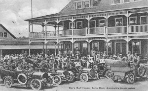 Automobile HQ Car Parade Cox Surf House Savin Rock Connecticut 1912 postcard