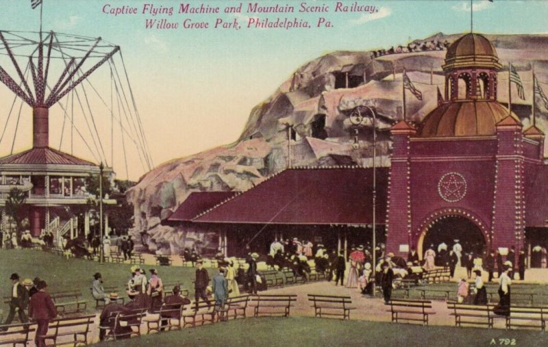 Willow Grove Park Pennsylvania 1908 Captive Flying Machine Hippostcard