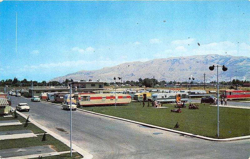 Salt Lake City UT National Trailer Sales Campground Early RV's Postcard