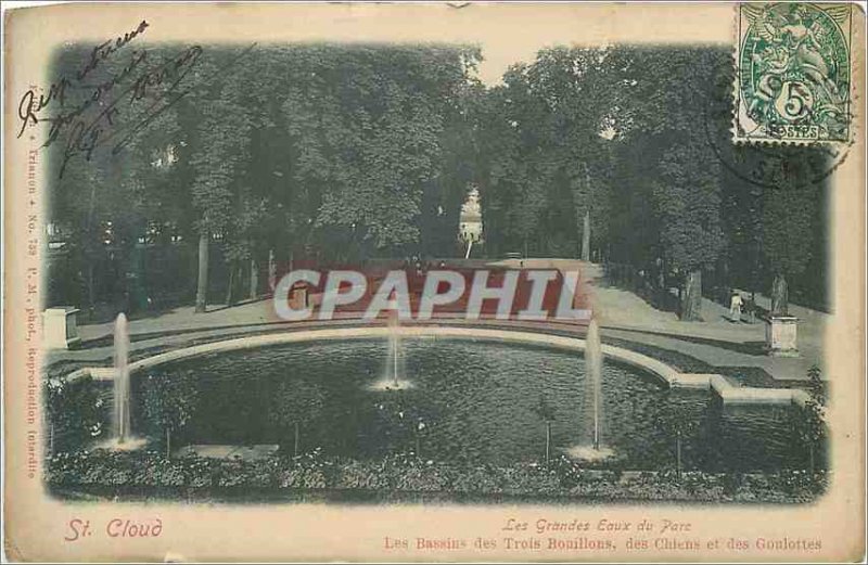 Postcard Old St Cloud Grandes Eaux Park The Three Basins Bouillons