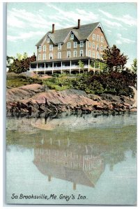 c1910 Gray's Inn Hotel & Restaurant Lake River South Brooksville Maine Postcard