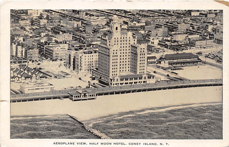 Aeroplane View, Half Moon Hotel Coney Island, NY, USA Amusement Park Unused 