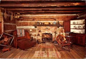 Log Cabin Fireplace, Children's Museum Indianapolis IN Vintage Postcard K70