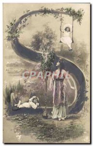 Old Postcard Fantaisie Letters Letter S Children