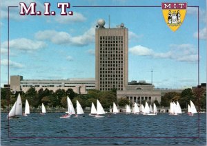 Postcard MA Cambridge MIT building and sailboats